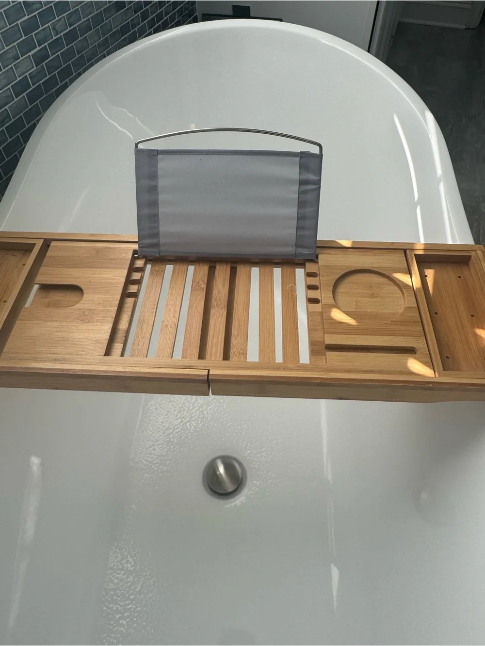 Bamboo Bathtub Caddy Tray with Book/Tablet Rest